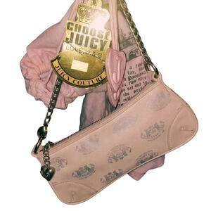 Baby Pink Juicy Couture P&G Logo Leather Baguette